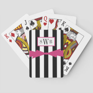 CHIC PLAYING CARDS_BLACK/WHITE STRIPES/PINK SPIELKARTEN