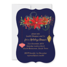 Chic Poinsettia Christmas Blue Red Gold Moderne