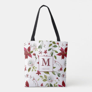 Chic Poinsettia Floral Monogramm mit Vorname