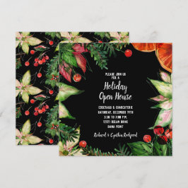 Chic Poinsettia und Orangen Weihnachtseinladungen