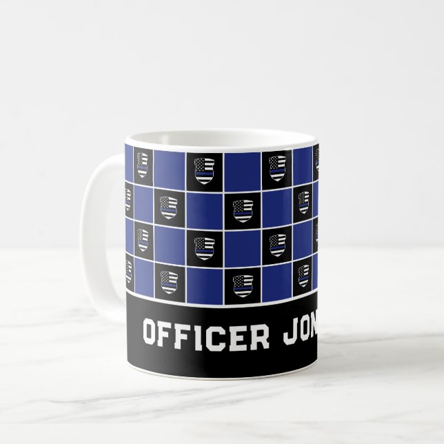 Chic Police Officer Thin Blue Line Abzeichen Muste Kaffeetasse (Vorderseite Links)