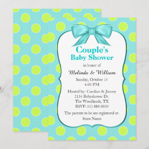 Chic Polka Dot Couple's Baby Shower Einladung