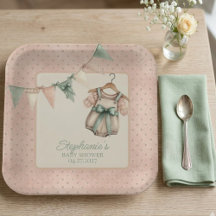 Chic Polka Dot Floral Party Plate