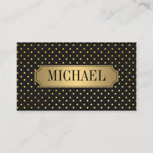 Chic Polka Dot Pattern Luxe Gold Metallic Visitenkarte