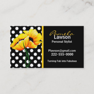 Chic Polka Dot & Poppy Business Card Visitenkarte