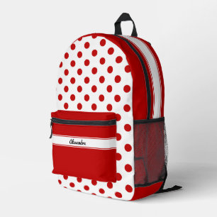Chic Polka Dot Red White Background Bedruckter Rucksack