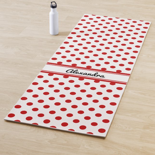 Chic Polka Dot Red White Background Yogamatte (Beispiel)