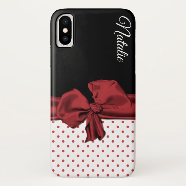 Chic Polka Dots and Bow iPhone X Case (Rückseite)
