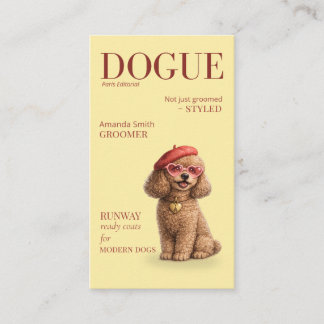 Chic Poodle Dogue Butter Yellow Business Card Visitenkarte