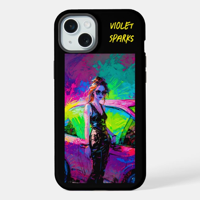 Chic Pop Art Anime Female mit Auto iPhone Gehäuse Hülle (Rückseite)
