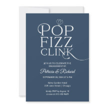 Chic Pop Fizz Clink Engagement Party Einladung