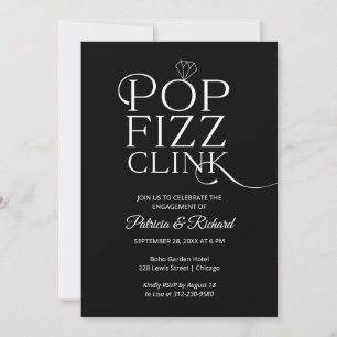 Chic Pop Fizz Clink Engagement Party Einladung
