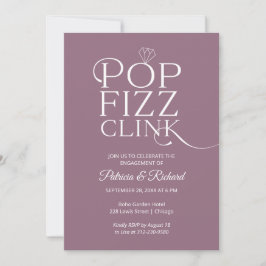 Chic Pop Fizz Clink Engagement Party Einladung