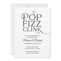 Chic Pop Fizz Clink Engagement Party Einladung