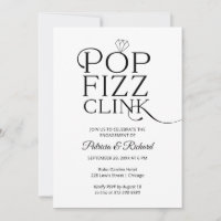 Chic Pop Fizz Clink Engagement Party Einladung