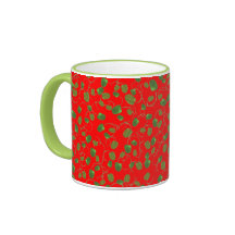 Chic Poppy Buds auf Red Ringer Coffee Tasse
