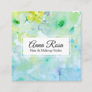 *~* Chic Popular Floral Türkis Blue Beauty Quadratische Visitenkarte