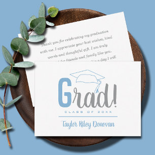Chic Powder Blue and Grey Grad Cap Abschluss Mitteilungskarte