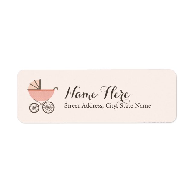 Chic Pram Girl Baby Showadressen Labels (Vorne)