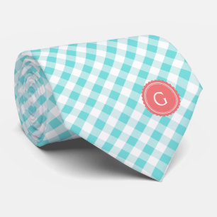 Chic Preppy-Gingham-Muster-Monogramm Krawatte