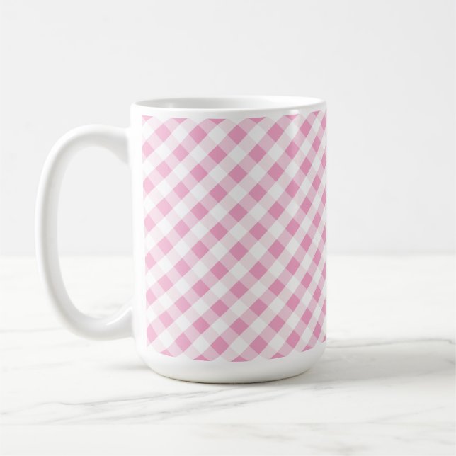 Chic Preppy Pink Marine Gingham Muster Monogramm Tasse (Links)