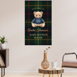 Chic Preppy Teddy Bear Babyparty Poster