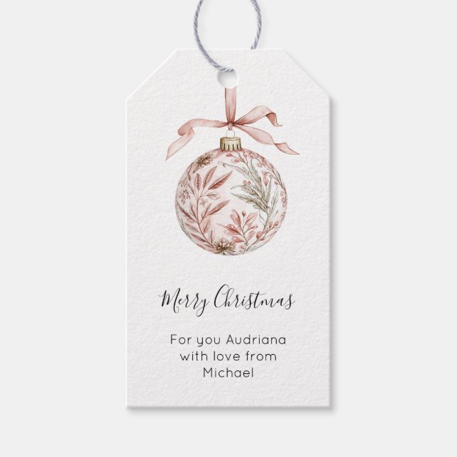 Chic Pretty Pink Bow Christmas Ornament  Geschenkanhänger (Vorderseite)
