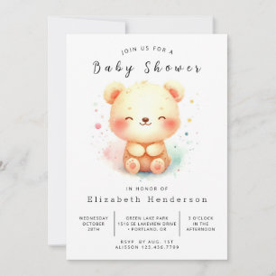 Chic Printable Bear Baby Dusche Einladung