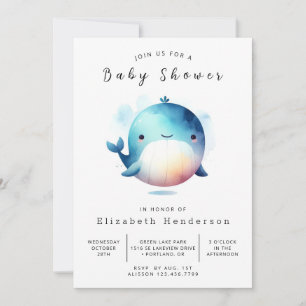 Chic Printable Whale Baby Dusche Einladung