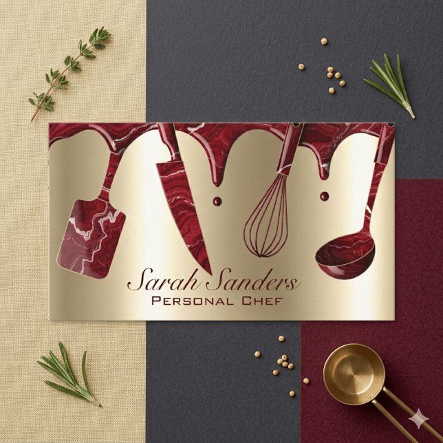 Chic Professional Personal Chef Catering Gold   Visitenkarte (Von Creator hochgeladen)