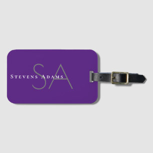 Chic Professionelles Periwinkle Purpur Monogramm Gepäckanhänger