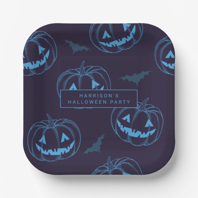 Chic Pumpkins Halloween-Party Pappteller (Vorderseite)