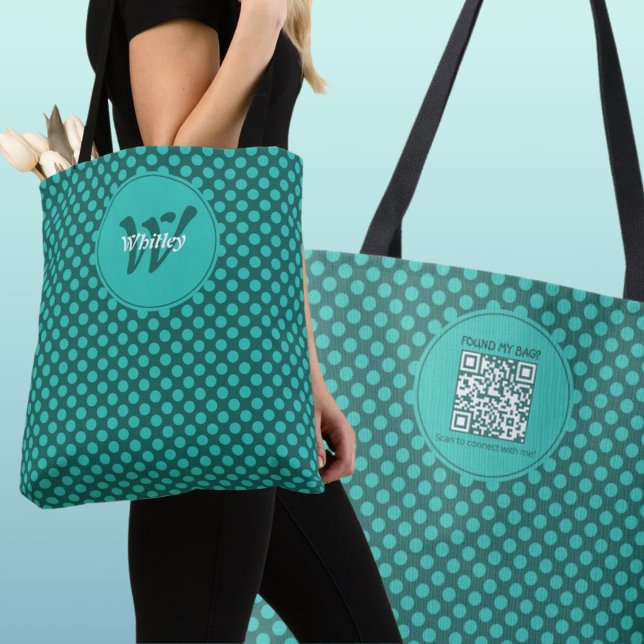 Chic-Punkte-Thema Smart Dynamic QR-Code (Chic Polka Dots Theme Smart Dynamic QR Code Tote Bag)