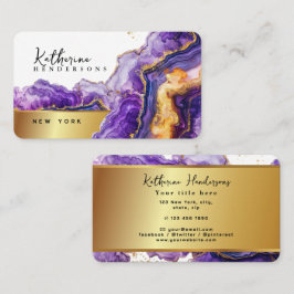 Chic Purple Agate gold glitter marble Professional Visitenkarte