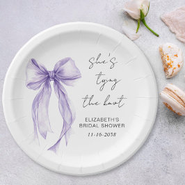 Chic Purple Bow Watercolor Bridal Shower Pappteller