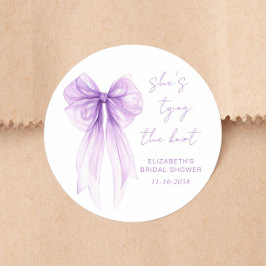 Chic Purple Bow Watercolor Bridal Shower Runder Aufkleber