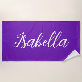 Chic Purple Personalized Name Handwritten Script Strandtuch
