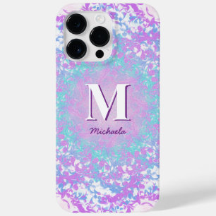 Chic Purple Retro Monogramm Case-Mate iPhone 14 Pro Max Hülle