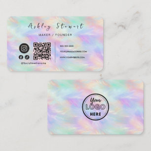 Chic Qr-Branding-Logo Iridescent Opal Stilvoll Visitenkarte