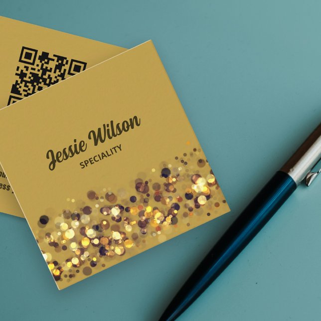 Chic QR Code Glitzer beruflich Quadratische Visitenkarte (Luxury design for stylish business card )