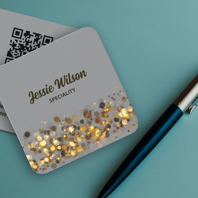 Chic QR Code Glitzer beruflich Quadratische Visitenkarte (Luxury design for stylish business card )