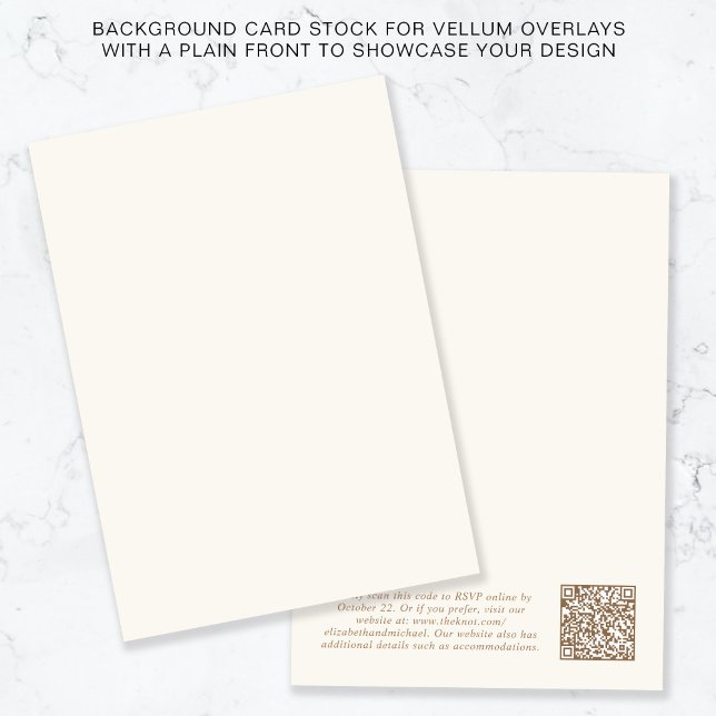 Chic QR Code Gold Creme Background Vellum Overlay Einladung (Von Creator hochgeladen)