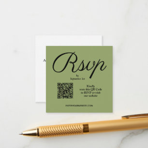 Chic QR Code Green Wedding Begleitkarte