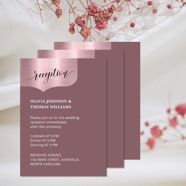 Chic QR Code Metallic Rose Gold Empfang Hochzeit Begleitkarte (Von Creator hochgeladen)