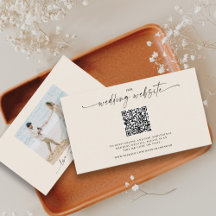 Chic QR Code Wedding Website Foto Enclosure Card