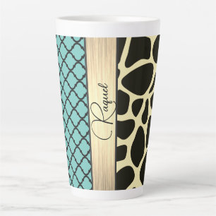Chic Quartrefoil Giraffe Drucken Personalisiert Milchtasse