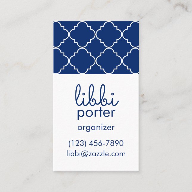 Chic Quatrefoil Business oder Contact Cards Visitenkarte (Vorderseite)