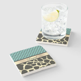 Chic Quatrefoil Giraffe Print Steinuntersetzer