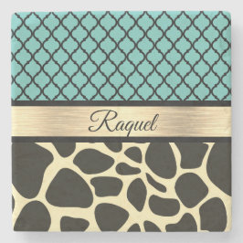 Chic Quatrefoil Giraffe Print    Steinuntersetzer