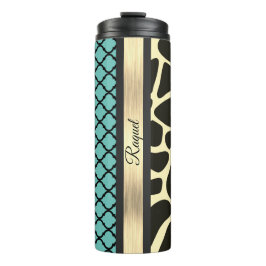 Chic Quatrefoil Giraffe Print Thermosbecher